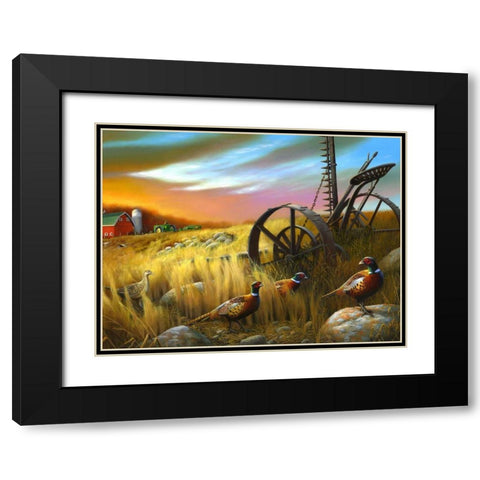 Pheasants I Black Modern Wood Framed Art Print with Double Matting by Stans, Leo