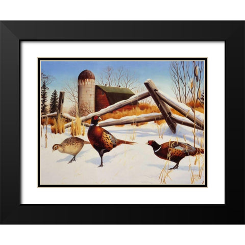 Pheasants II Black Modern Wood Framed Art Print with Double Matting by Stans, Leo