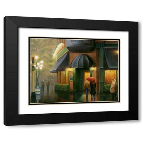 Rainy Day Pub Black Modern Wood Framed Art Print with Double Matting by Stans, Leo