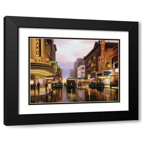 Old City Lights Black Modern Wood Framed Art Print with Double Matting by Stans, Leo