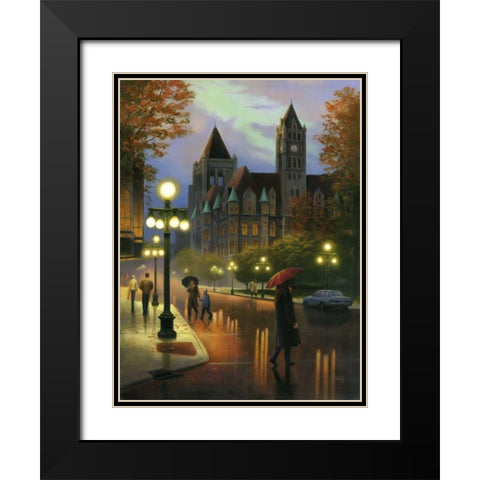 Rainy Twilight Black Modern Wood Framed Art Print with Double Matting by Stans, Leo