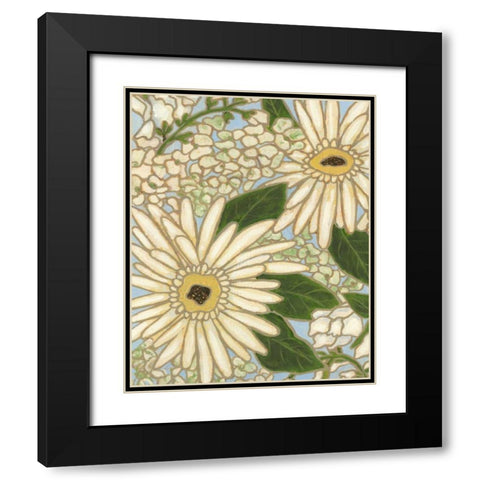 White Flower Spray I Black Modern Wood Framed Art Print with Double Matting by Deans, Karen