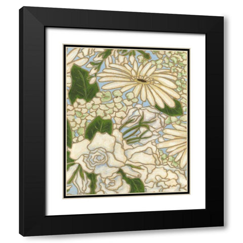 White Flower Spray II Black Modern Wood Framed Art Print with Double Matting by Deans, Karen