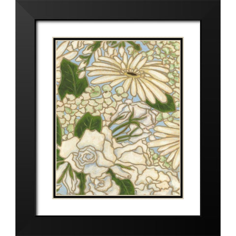 White Flower Spray II Black Modern Wood Framed Art Print with Double Matting by Deans, Karen
