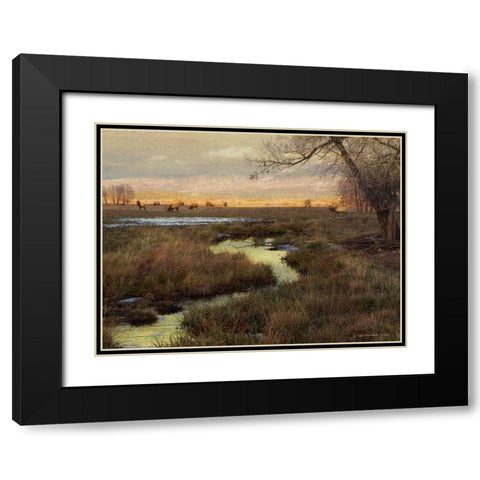 Elk and Creek Black Modern Wood Framed Art Print with Double Matting by Vest, Chris