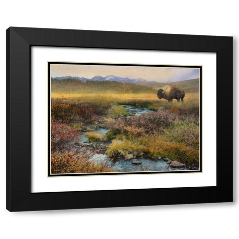 Bison and Creek Black Modern Wood Framed Art Print with Double Matting by Vest, Chris