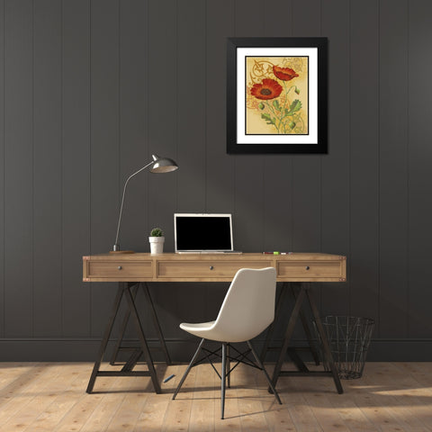 Poppies on Gold I Black Modern Wood Framed Art Print with Double Matting by Max, Louise