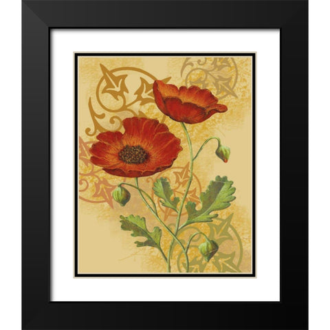 Poppies on Gold I Black Modern Wood Framed Art Print with Double Matting by Max, Louise