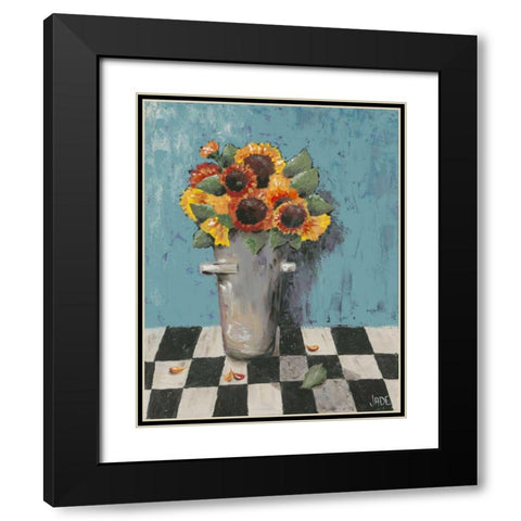 Bright Sunflowers Black Modern Wood Framed Art Print with Double Matting by Reynolds, Jade