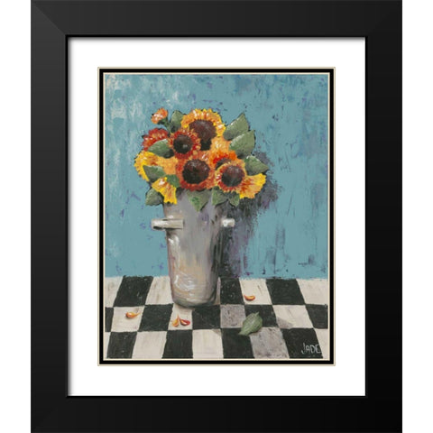 Bright Sunflowers Black Modern Wood Framed Art Print with Double Matting by Reynolds, Jade