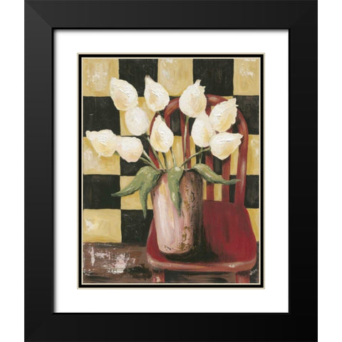Bright Tulips Black Modern Wood Framed Art Print with Double Matting by Reynolds, Jade