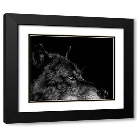 Black Wolf Black Modern Wood Framed Art Print with Double Matting by Chapman, Julie T.