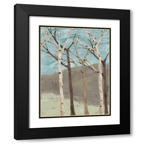 Blue Birches II Black Modern Wood Framed Art Print with Double Matting by Reynolds, Jade