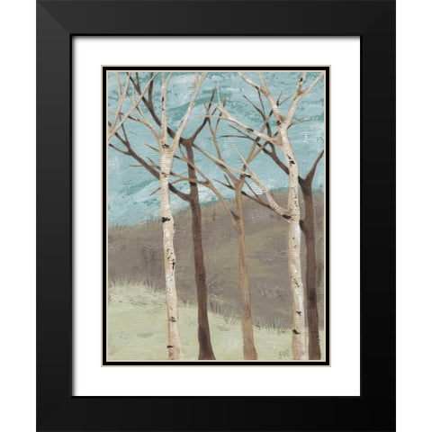 Blue Birches II Black Modern Wood Framed Art Print with Double Matting by Reynolds, Jade