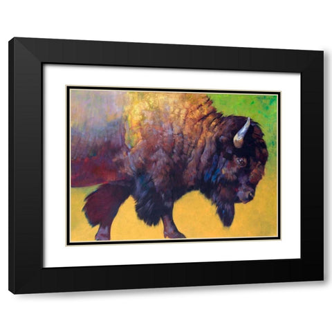 Da Bull Black Modern Wood Framed Art Print with Double Matting by Chapman, Julie T.