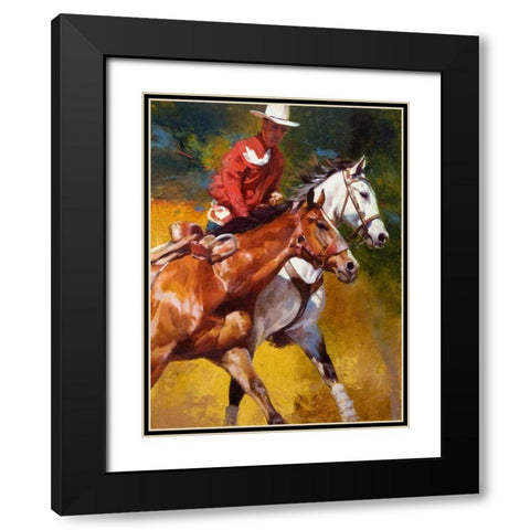 In Stride Black Modern Wood Framed Art Print with Double Matting by Chapman, Julie T.
