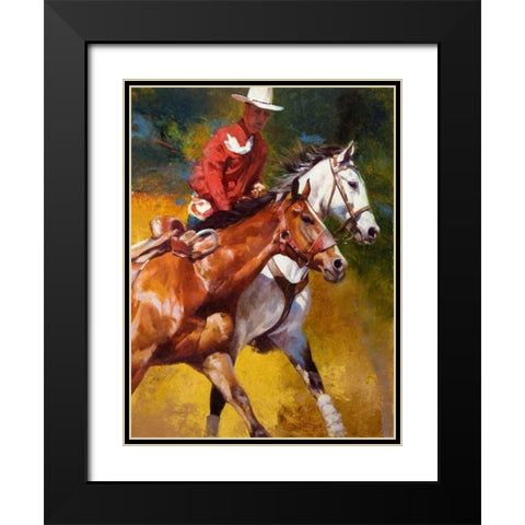 In Stride Black Modern Wood Framed Art Print with Double Matting by Chapman, Julie T.
