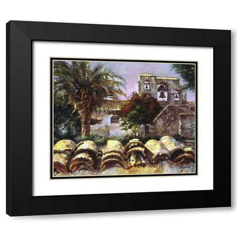 Wall at San Miguel Black Modern Wood Framed Art Print with Double Matting by Hadfield, Clif
