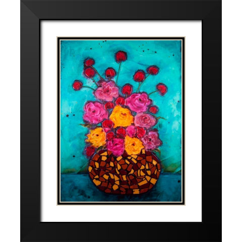 Love and Roses Black Modern Wood Framed Art Print with Double Matting by Quin, Marabeth