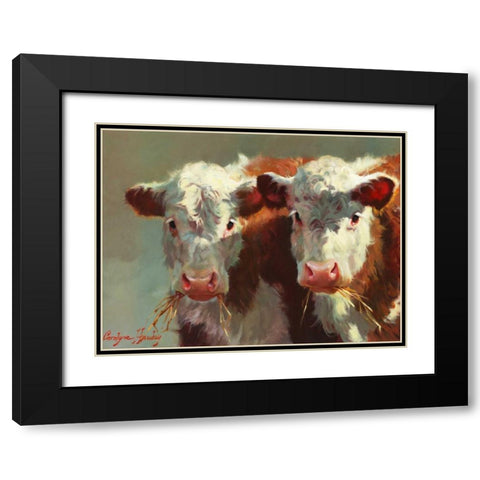 Cow Belles Black Modern Wood Framed Art Print with Double Matting by Hawley, Carolyne