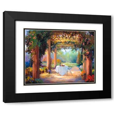 Vino al Fresco Black Modern Wood Framed Art Print with Double Matting by Hawley, Carolyne