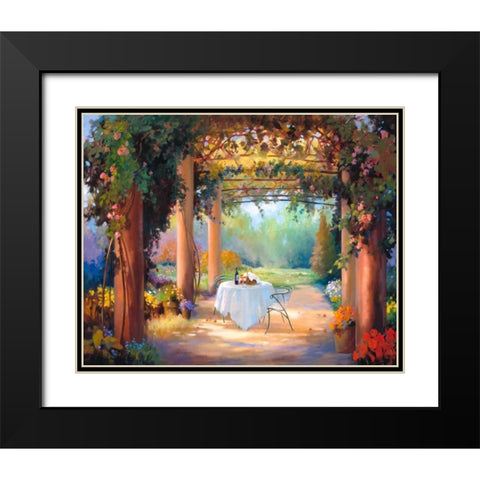 Vino al Fresco Black Modern Wood Framed Art Print with Double Matting by Hawley, Carolyne
