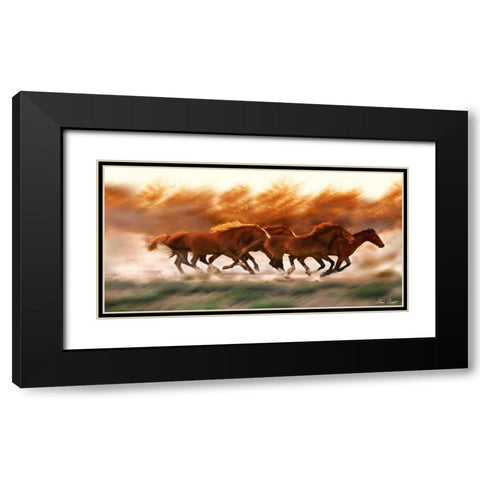 Blazing Herd II Black Modern Wood Framed Art Print with Double Matting by Drost, David