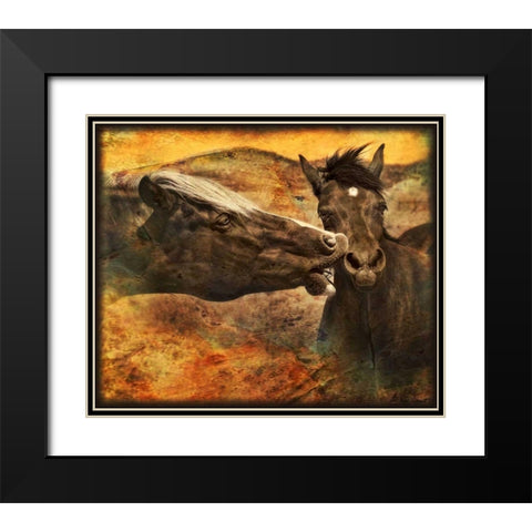Kissing Horses I Black Modern Wood Framed Art Print with Double Matting by Drost, David