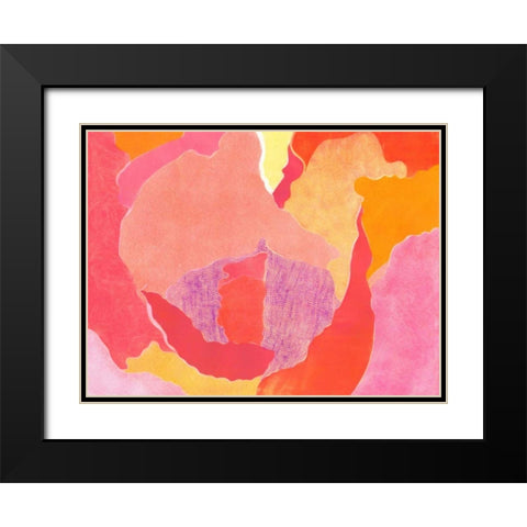 Cabbage Rose IV Black Modern Wood Framed Art Print with Double Matting by Roth, Carolyn