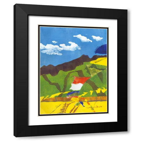Prayer Flags II Black Modern Wood Framed Art Print with Double Matting by Roth, Carolyn