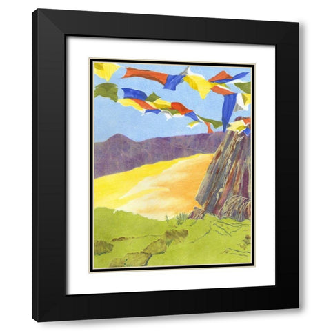Prayer Flags III Black Modern Wood Framed Art Print with Double Matting by Roth, Carolyn