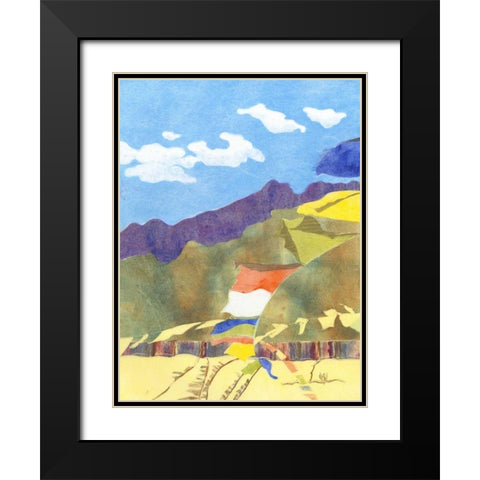 Prayer Flags IV Black Modern Wood Framed Art Print with Double Matting by Roth, Carolyn