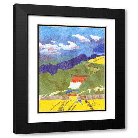 Prayer Flags VI Black Modern Wood Framed Art Print with Double Matting by Roth, Carolyn