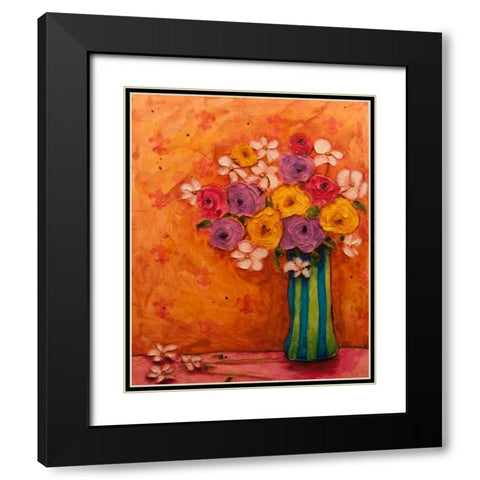 Bouquet in Striped Vase Black Modern Wood Framed Art Print with Double Matting by Quin, Marabeth