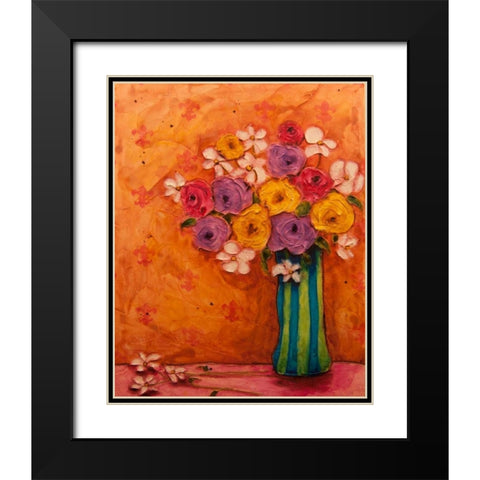 Bouquet in Striped Vase Black Modern Wood Framed Art Print with Double Matting by Quin, Marabeth