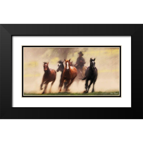 The Chase IV Black Modern Wood Framed Art Print with Double Matting by Drost, David