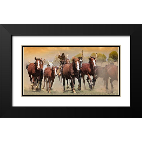 The Chase V Black Modern Wood Framed Art Print with Double Matting by Drost, David