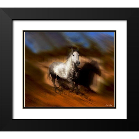 Blazing Horse III Black Modern Wood Framed Art Print with Double Matting by Drost, David