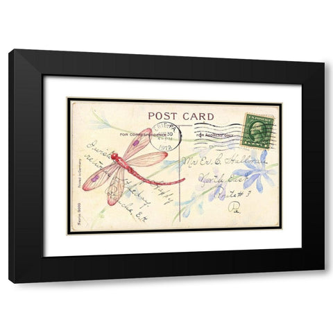 Postcard Dragonfly IV Black Modern Wood Framed Art Print with Double Matting by Pallan, Nancy S.