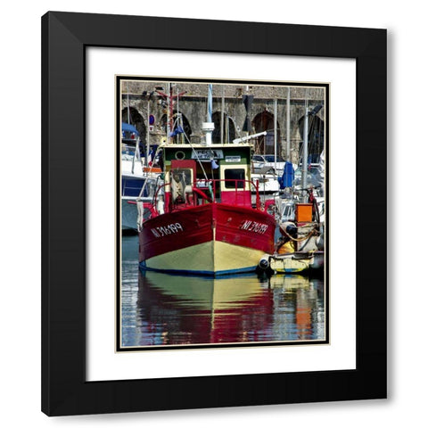 Antibes Harbor I Black Modern Wood Framed Art Print with Double Matting by Perry, Rachel