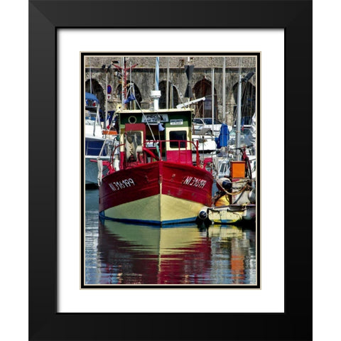 Antibes Harbor I Black Modern Wood Framed Art Print with Double Matting by Perry, Rachel