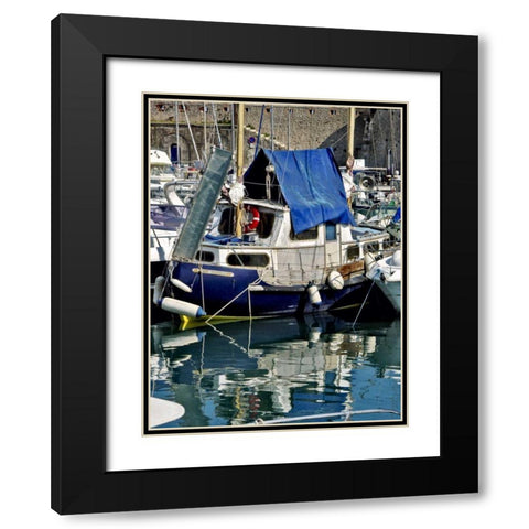 Antibes Harbor II Black Modern Wood Framed Art Print with Double Matting by Perry, Rachel