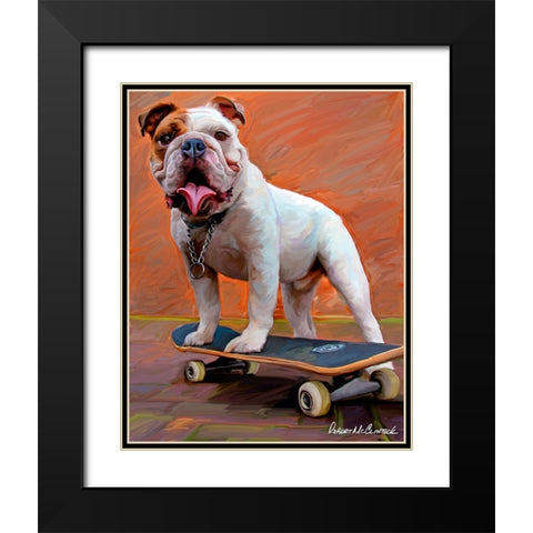 Bull Dog Nose Grind Black Modern Wood Framed Art Print with Double Matting by McClintock, Robert