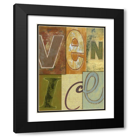 Venice Black Modern Wood Framed Art Print with Double Matting by Vision Studio