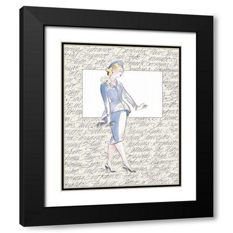 50s Fashion V Black Modern Wood Framed Art Print with Double Matting by Della-Piana, Elissa