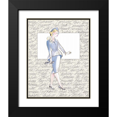 50s Fashion V Black Modern Wood Framed Art Print with Double Matting by Della-Piana, Elissa