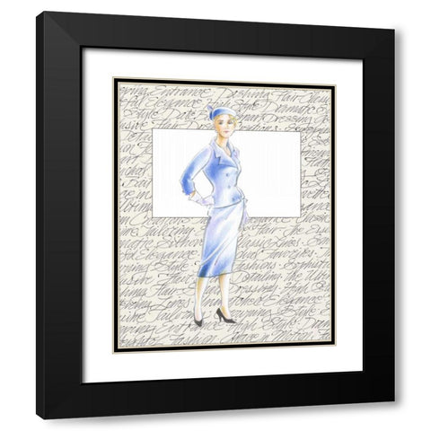 50s Fashion XI Black Modern Wood Framed Art Print with Double Matting by Della-Piana, Elissa