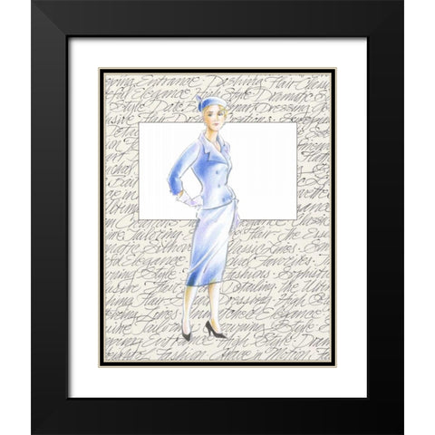 50s Fashion XI Black Modern Wood Framed Art Print with Double Matting by Della-Piana, Elissa