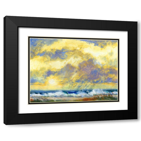 Beach View II Black Modern Wood Framed Art Print with Double Matting by Thomas, H.