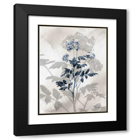 Indigo Bloom II Black Modern Wood Framed Art Print with Double Matting by Butler, John